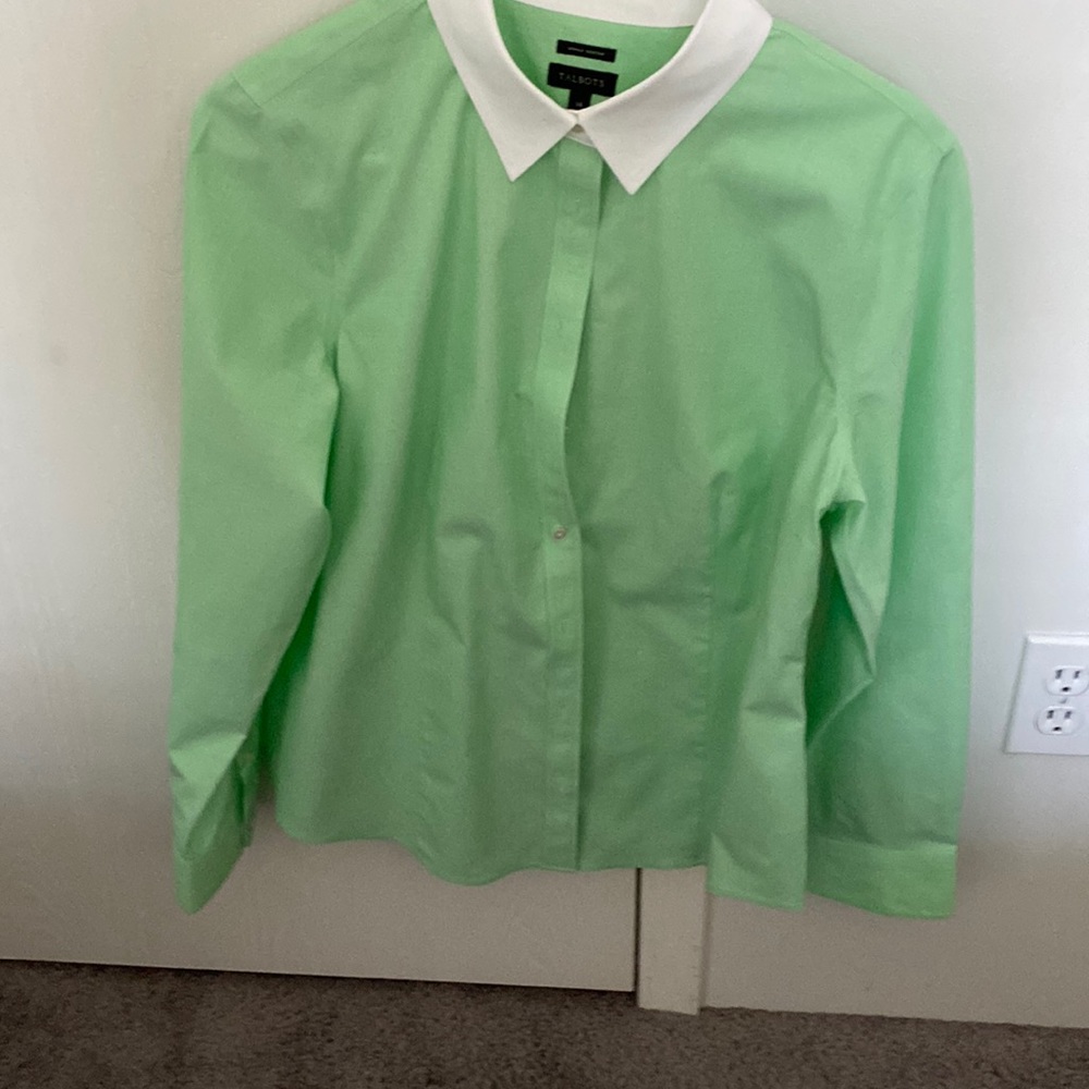Talbots mint green long sleeve shirt.  Size 14
